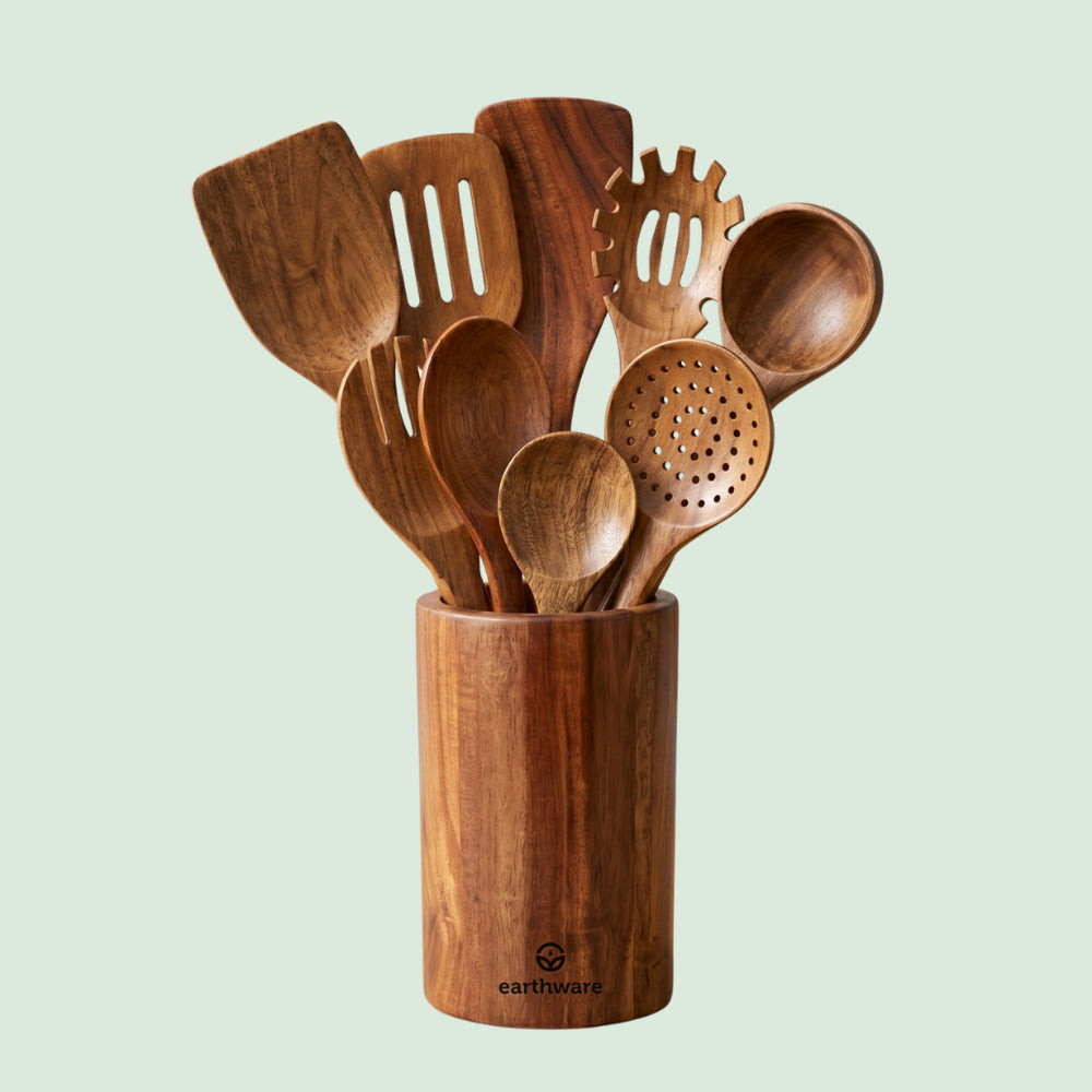 Acacia Wood Kitchen Utensils - 10 Piece Set