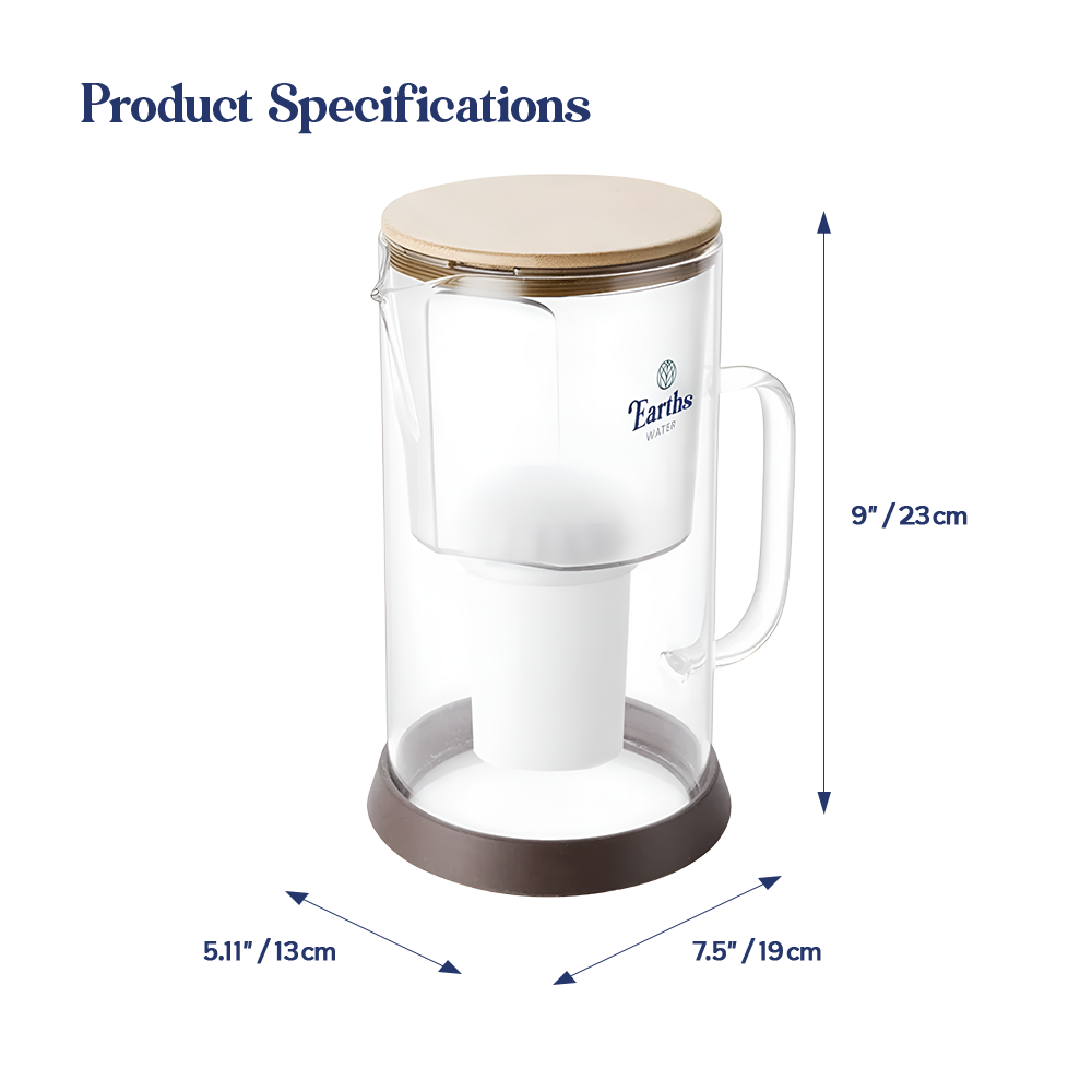 2.5L Glass Jug Carafe Alkaline Water Filter - Natural