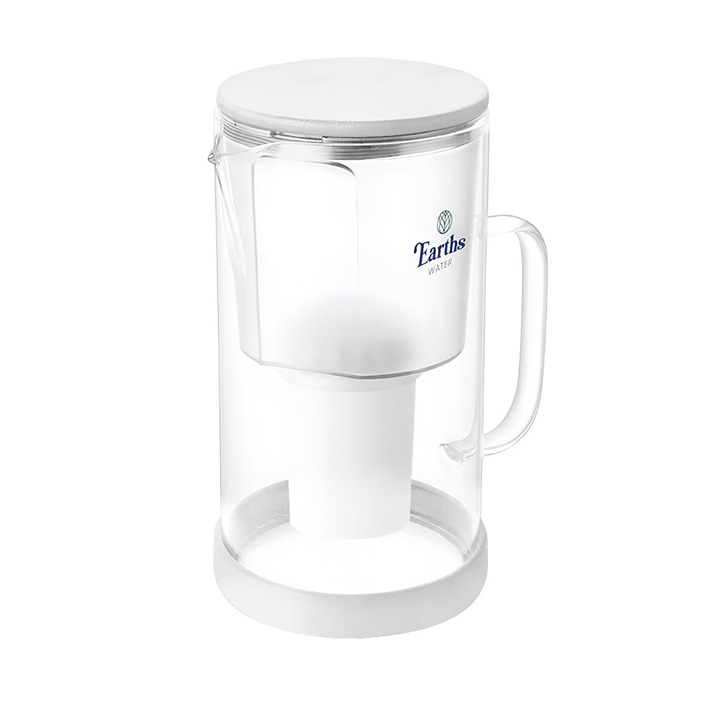 2.5L Glass Jug Carafe Alkaline Water Filter - White
