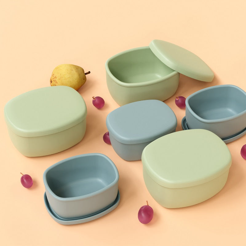 No-Tox Silicone Snack Box - 2 Pack - Olive (200ml + 350ml)