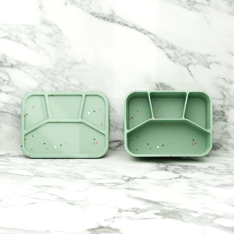 No-Tox Silicone Bento Lunch Box - 4 Compartments - Confetti Pink (1.2L)