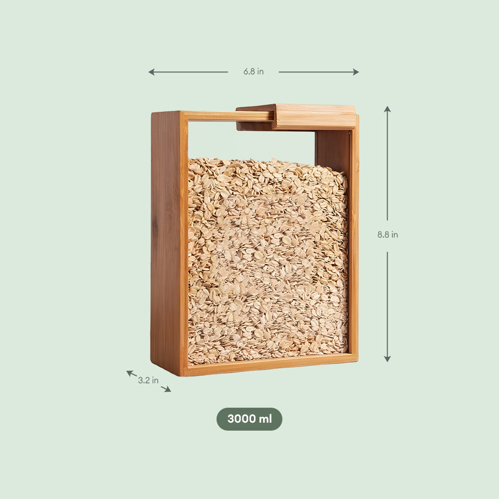 Glass Bamboo Cereal & Dry Food Dispenser