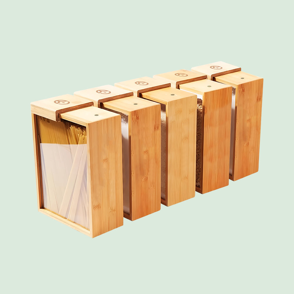 Glass Bamboo Cereal & Dry Food Dispenser