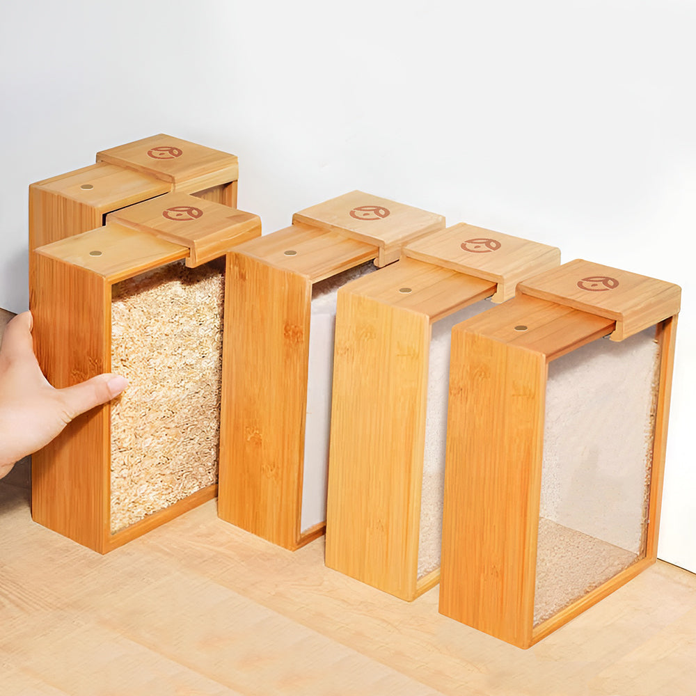 Glass Bamboo Cereal & Dry Food Dispenser