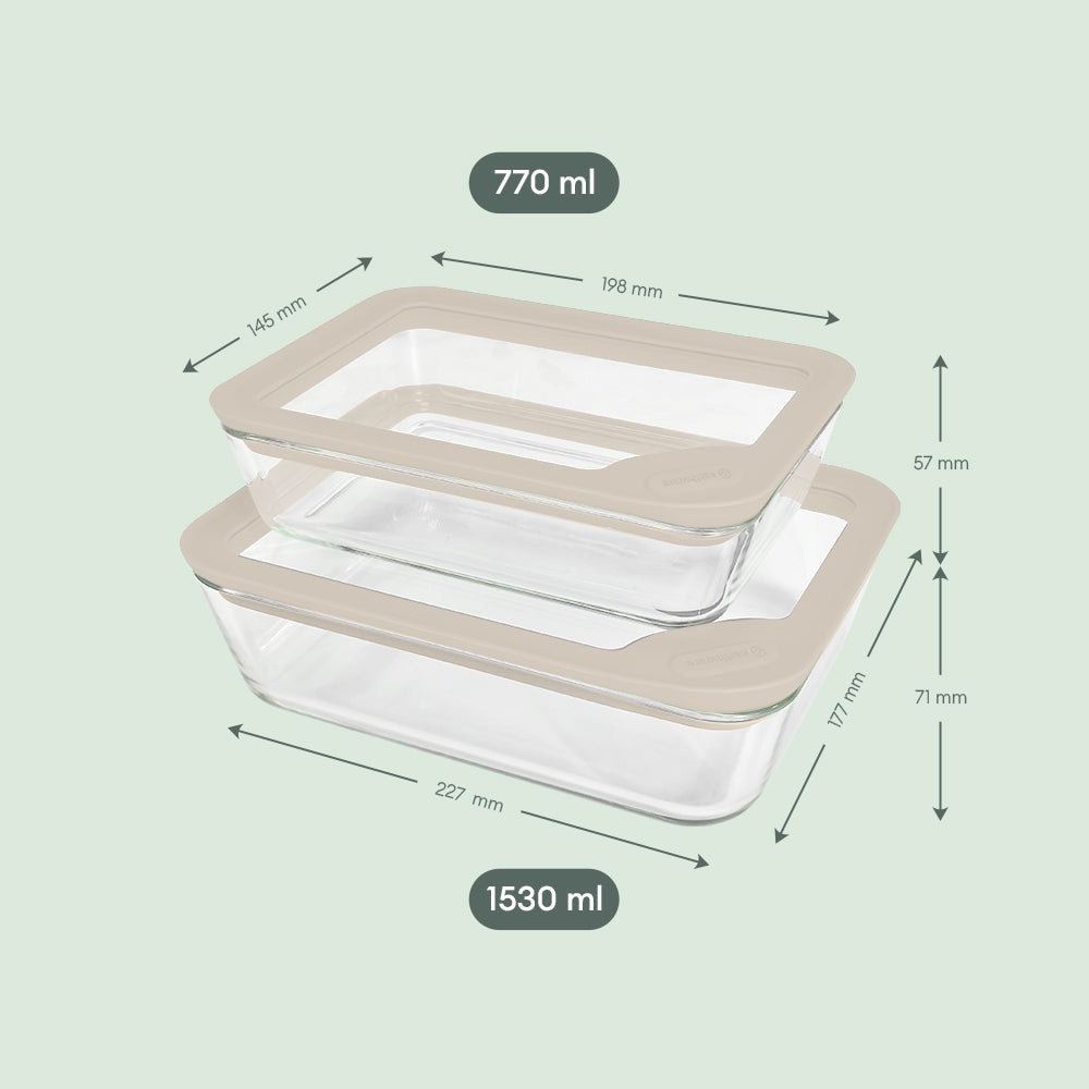 Glass Food Storage Containers - Rectangle (1530ml)