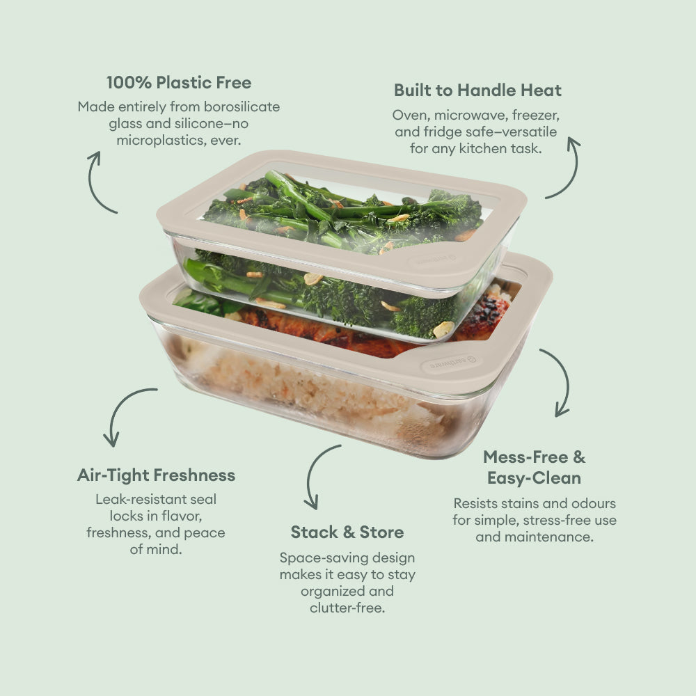Glass Food Storage Containers - Rectangle (1530ml)