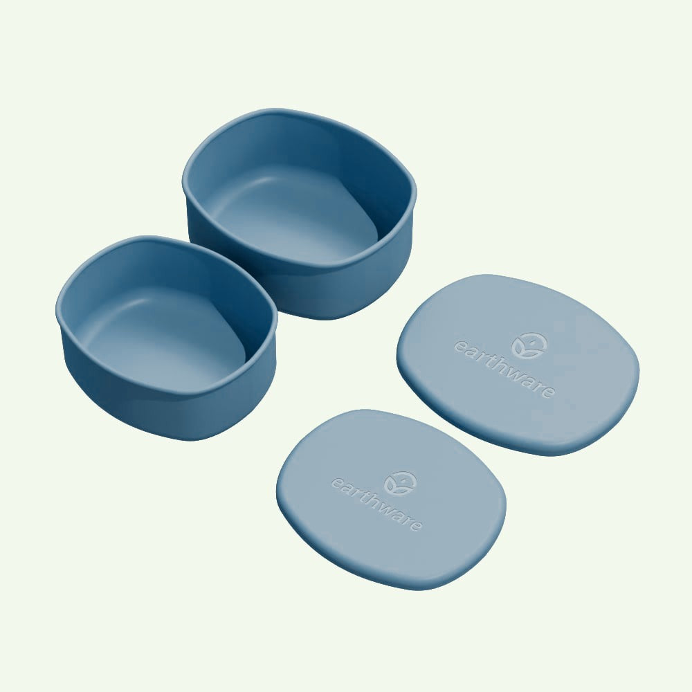 No-Tox Silicone Snack Box - 2 Pack - Deep Dusty Blue (200ml + 350ml)