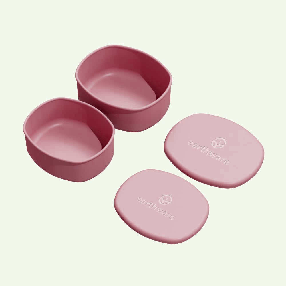 No-Tox Silicone Snack Box - 2 Pack - Dusty Pink (200ml + 350ml)