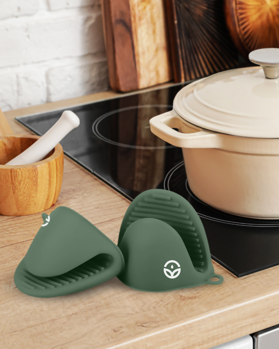 No-Tox Silicone Oven Mitt Set - Green