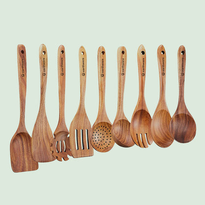 Acacia Wood Kitchen Utensils - 10 Piece Set