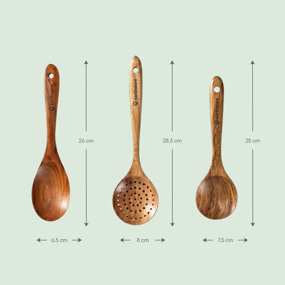 Acacia Wood Kitchen Utensils - 10 Piece Set