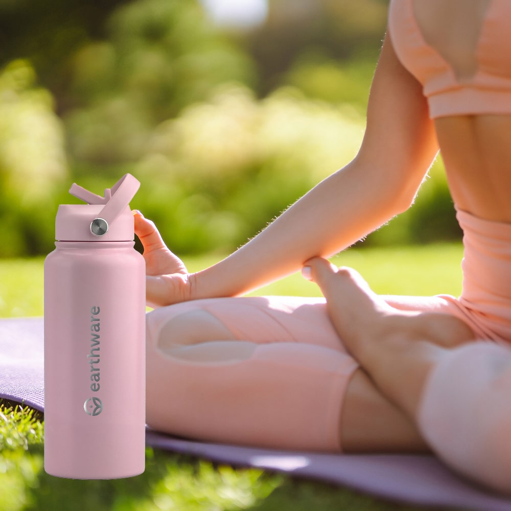 Earth Bottle Premium Insulated Water Bottle with 2 x Caps - Pink (1L)