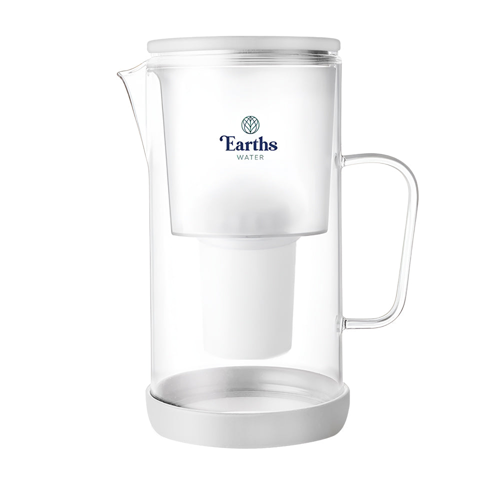 2.5L Glass Jug Carafe Alkaline Water Filter - White