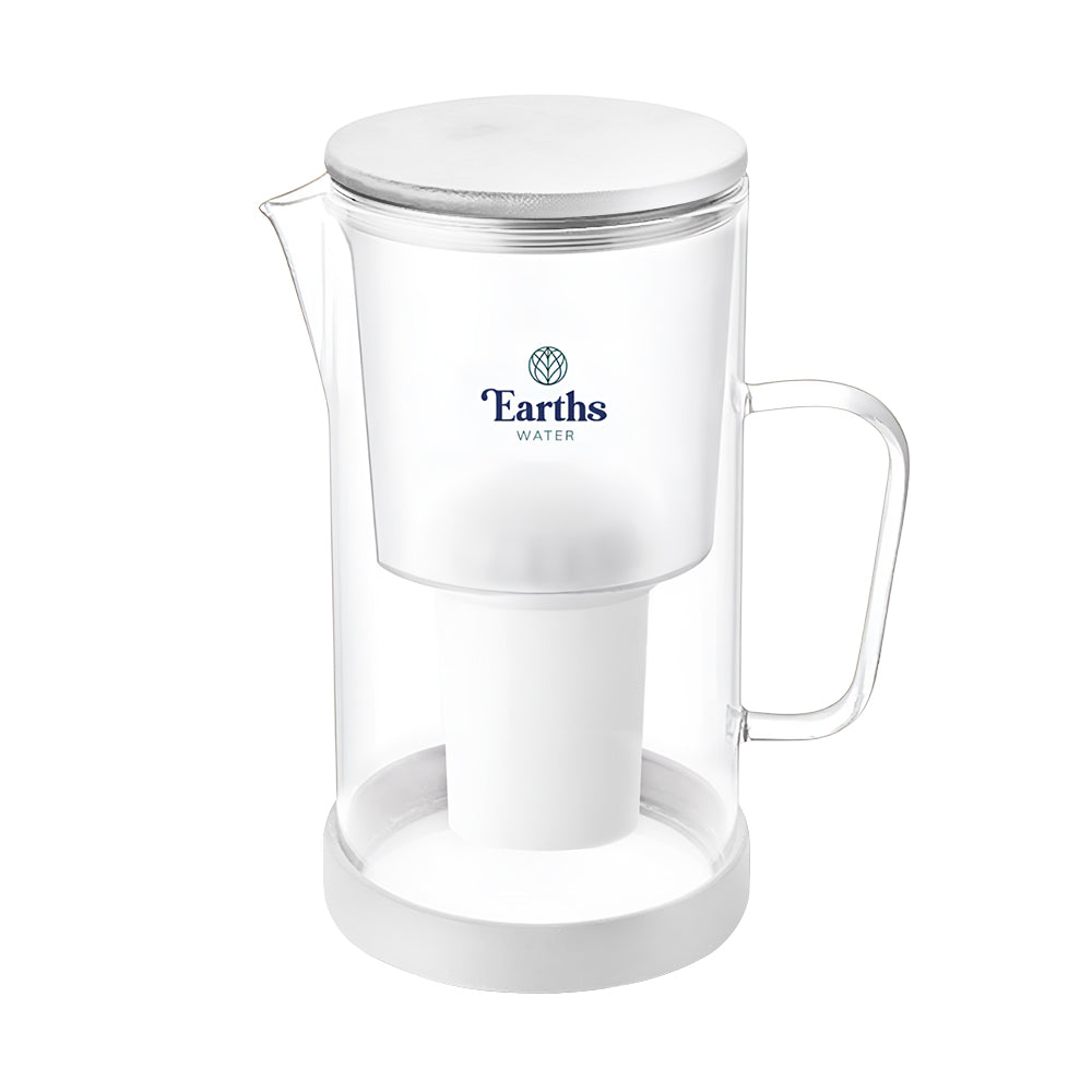 2.5L Glass Jug Carafe Alkaline Water Filter - White