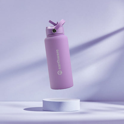Earth Bottle Premium Insulated Water Bottle with 2 x Caps - Purple (1L)