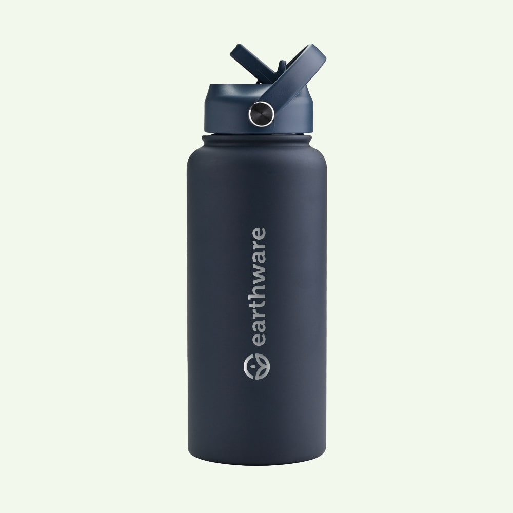 Earth Bottle Premium Insulated Water Bottle with 2 x Caps - Navy Blue (1L)