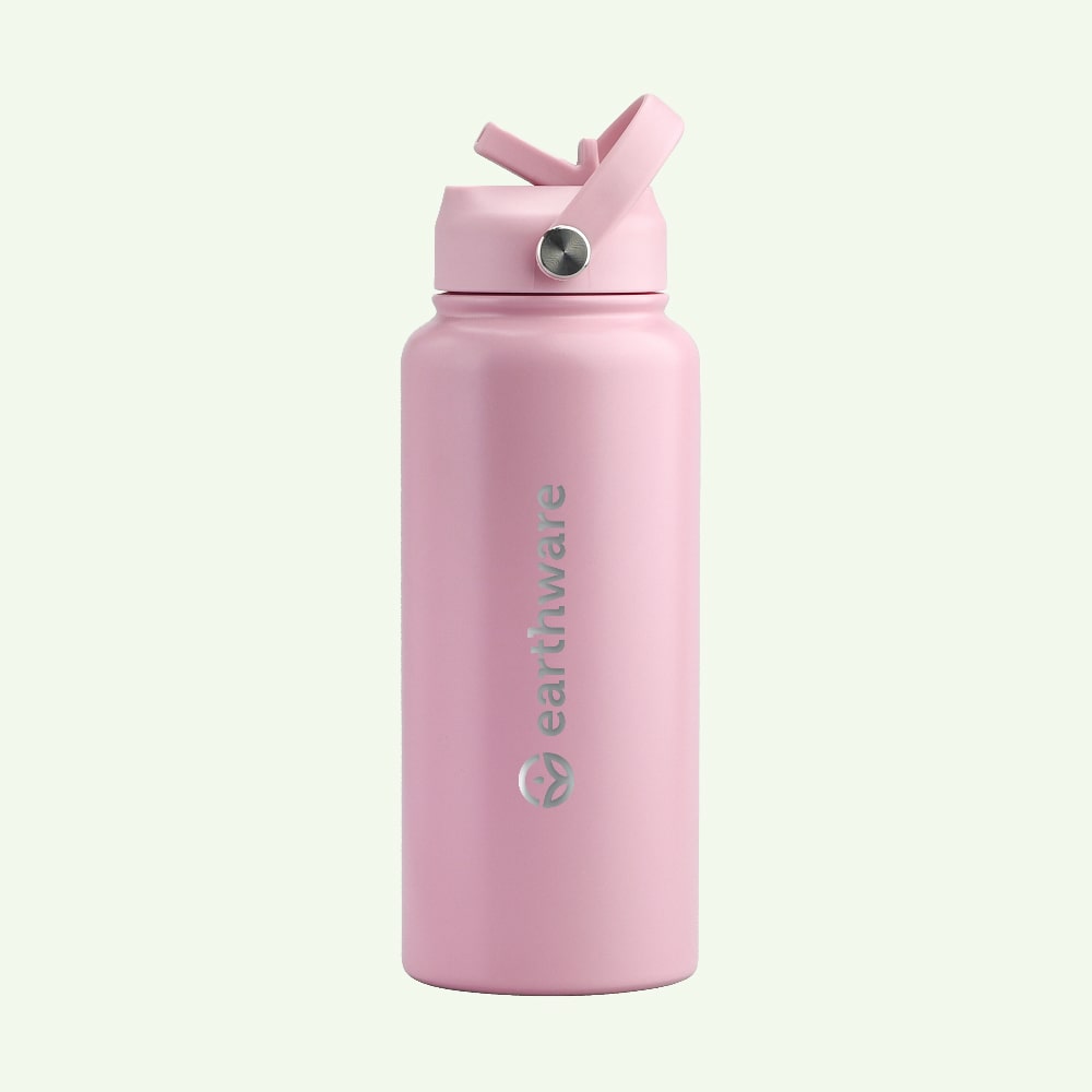 Earth Bottle Premium Insulated Water Bottle with 2 x Caps - Pink (1L)