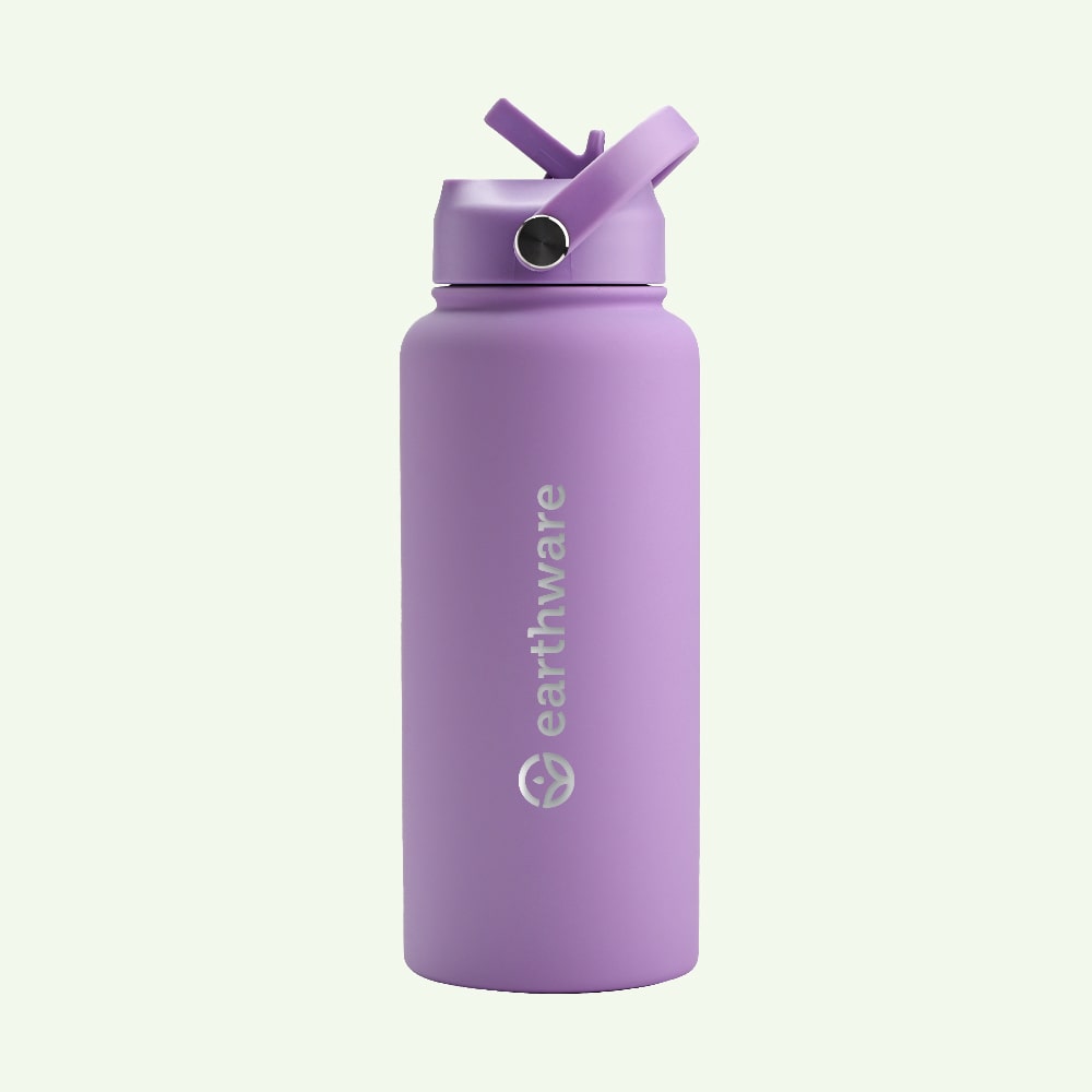 Earth Bottle Premium Insulated Water Bottle with 2 x Caps - Purple (1L)