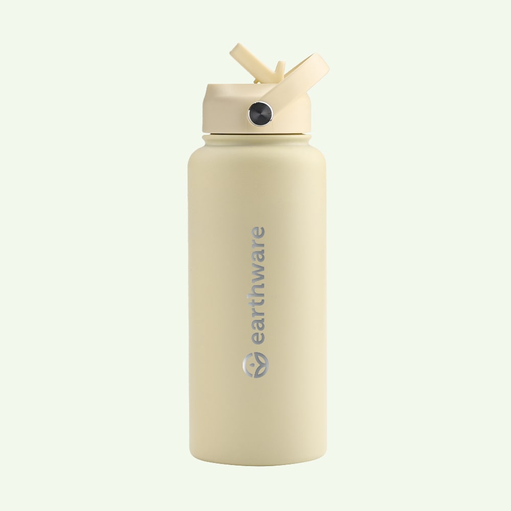 Earth Bottle Premium Insulated Water Bottle with 2 x Caps - Yellow (1L)