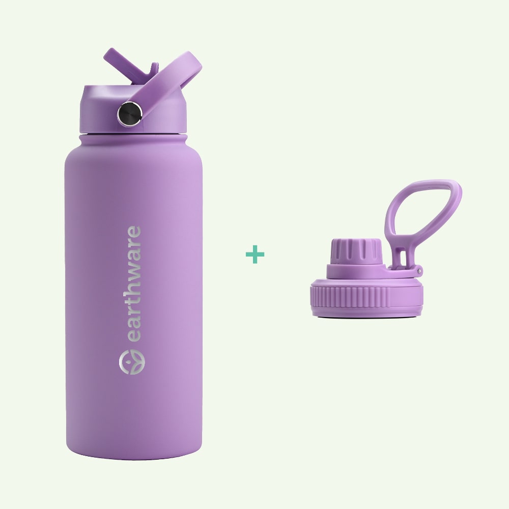 Earth Bottle Premium Insulated Water Bottle with 2 x Caps - Purple (1L)