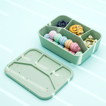 No-Tox Silicone Bento Lunch Box - 4 Compartments - Confetti Pink (1.2L)