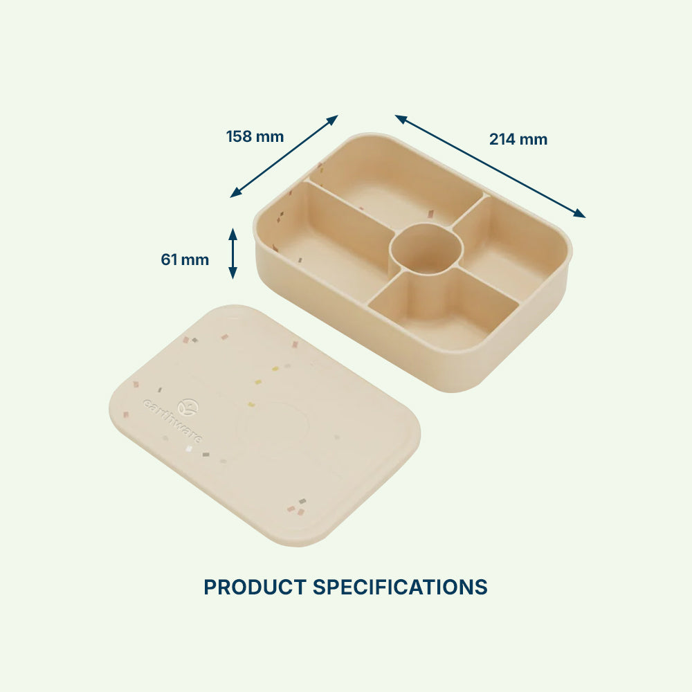 No-Tox Silicone Bento Lunch Box - 5 Compartments - Confetti Beige (1.2L)