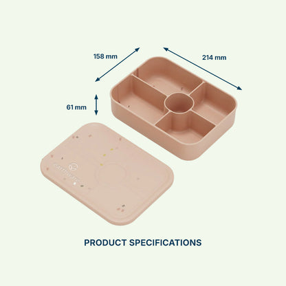 No-Tox Silicone Bento Lunch Box - 5 Compartments - Confetti Pink (1.2L)