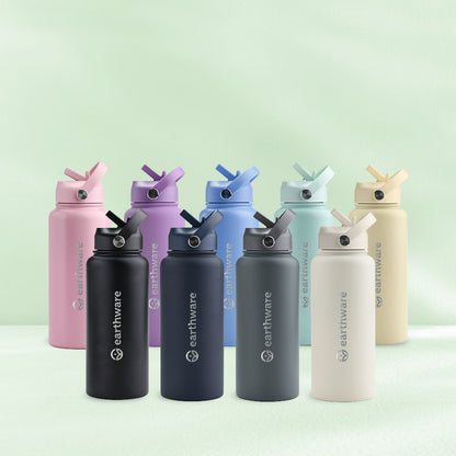 Earth Bottle Premium Insulated Water Bottle with 2 x Caps - Navy Blue (1L)
