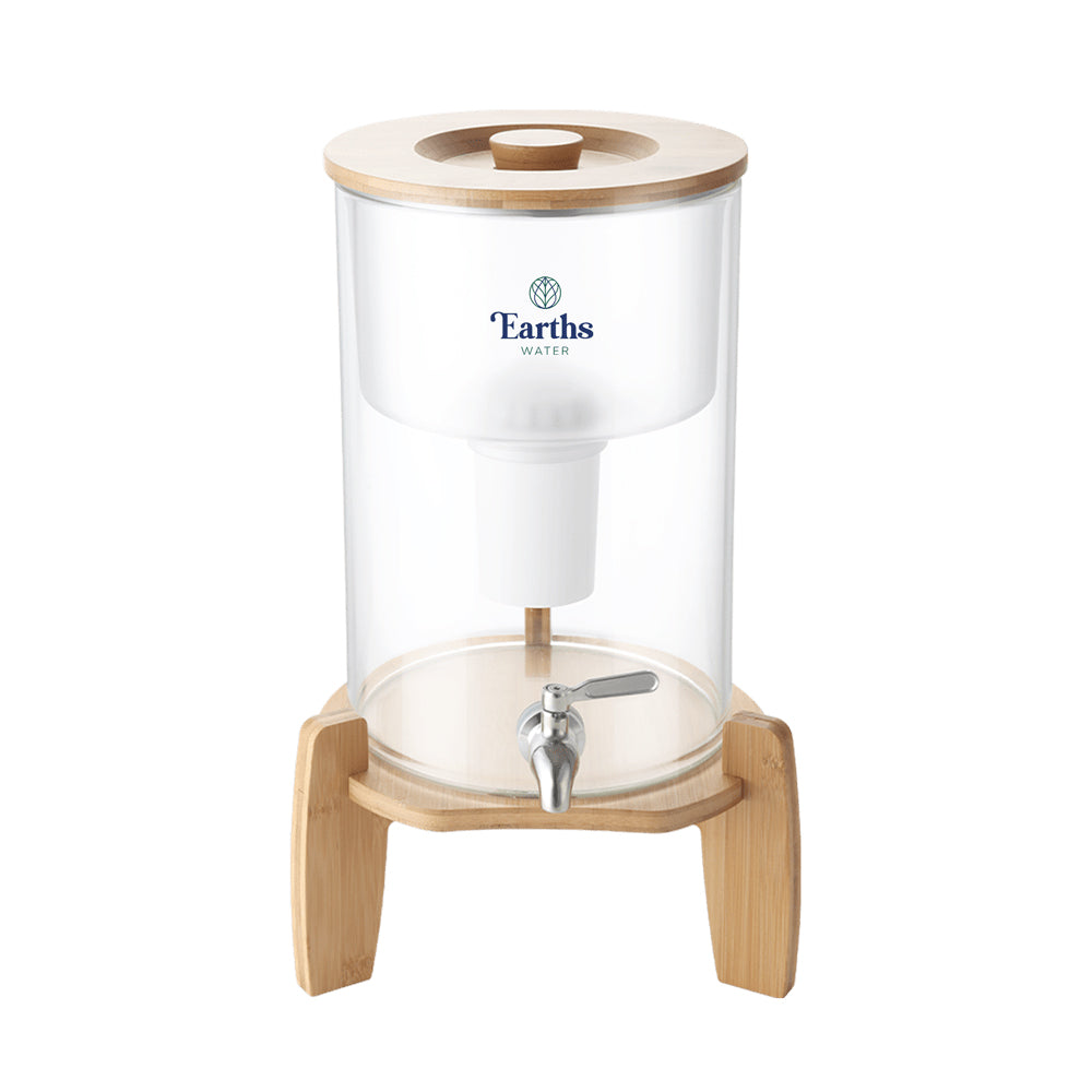 9L Glass Benchtop Alkaline Water Filter - Natural Bamboo