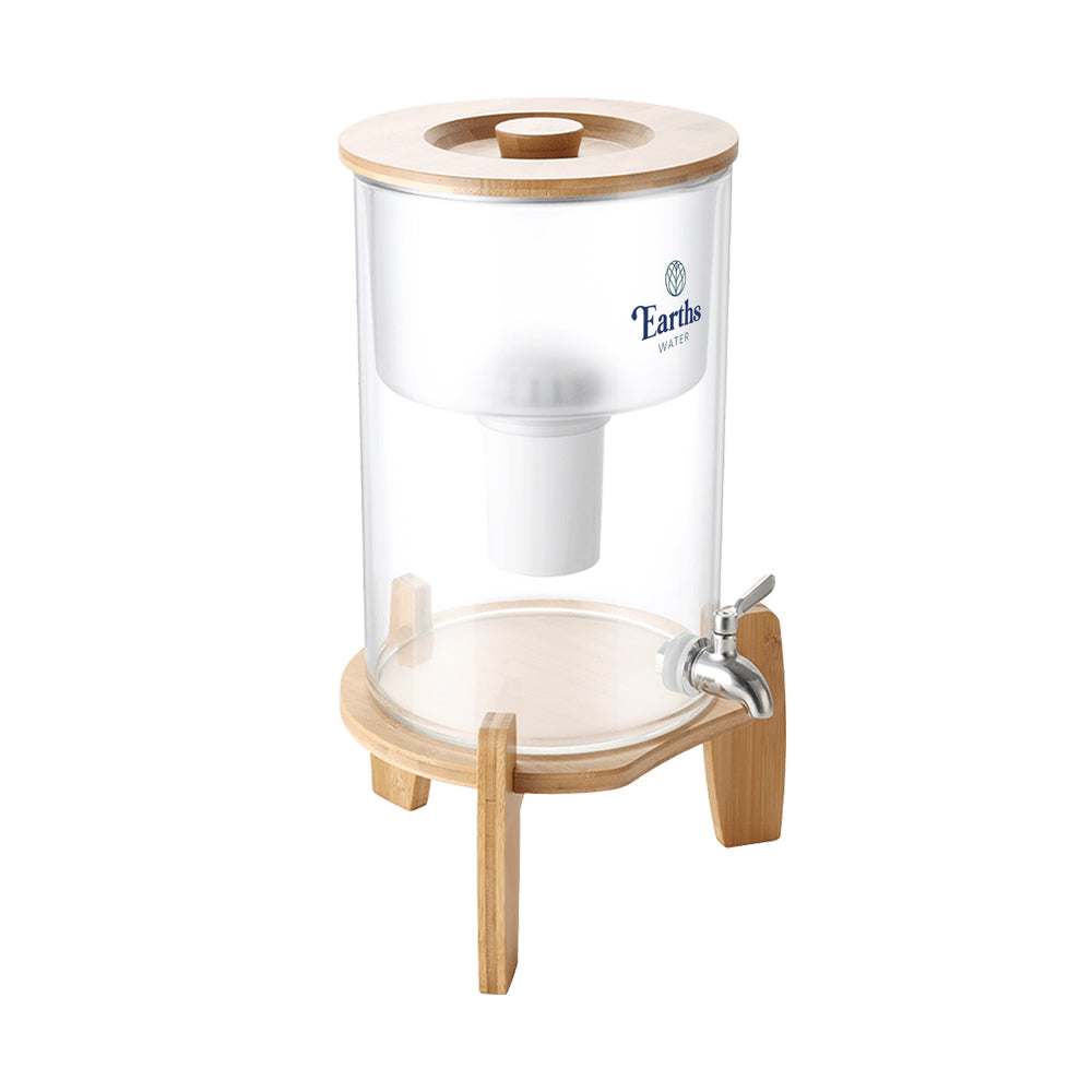 9L Glass Benchtop Alkaline Water Filter - Natural Bamboo