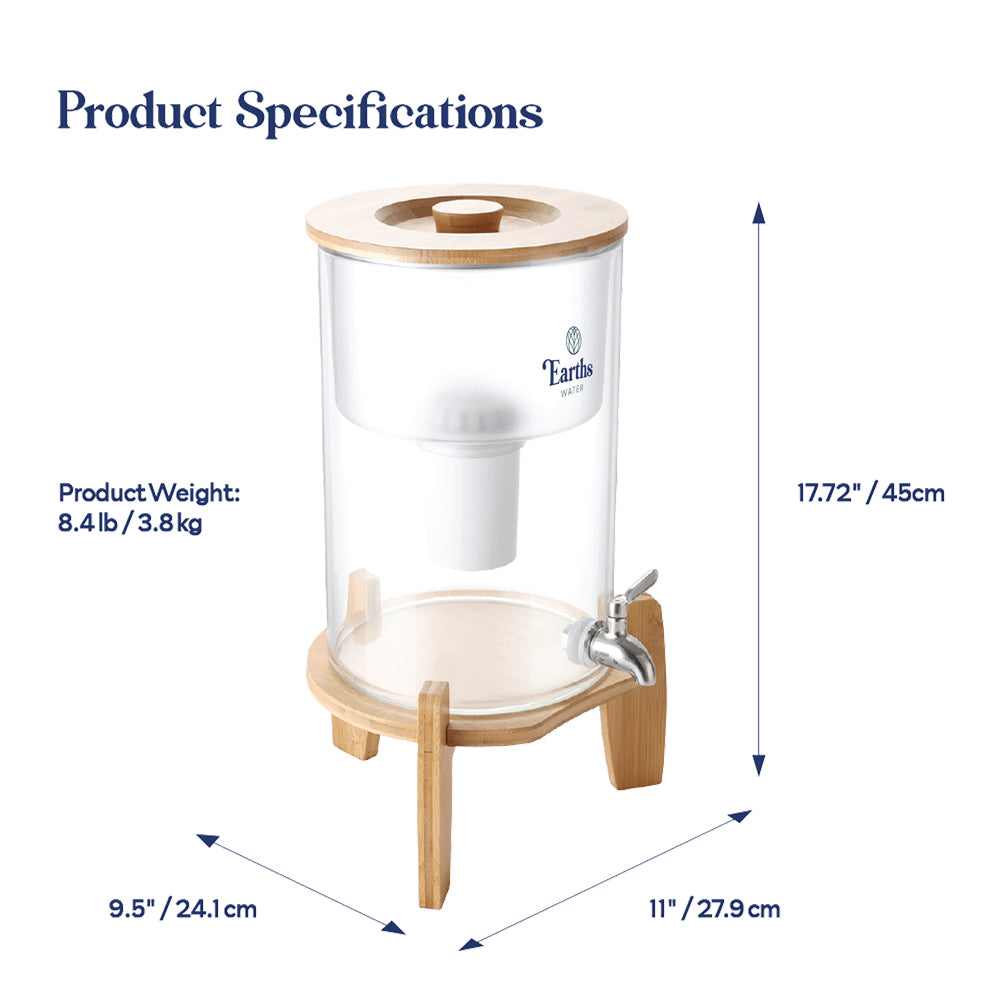 9L Glass Benchtop Alkaline Water Filter - Natural Bamboo