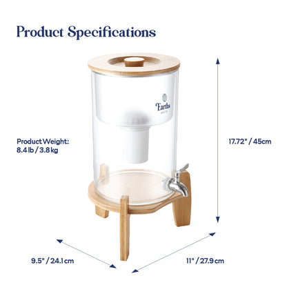 9L Glass Benchtop Alkaline Water Filter - Natural Bamboo
