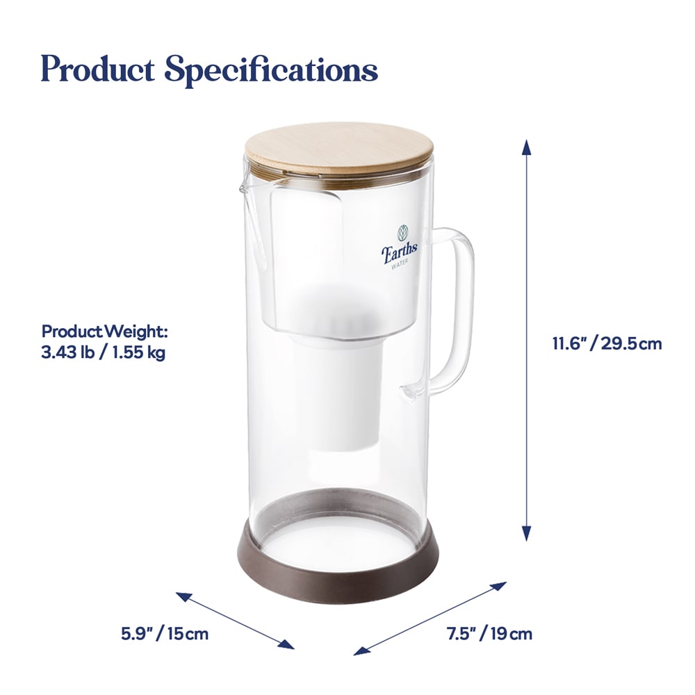 3.5L Glass Carafe Alkaline Water Filter - Natural