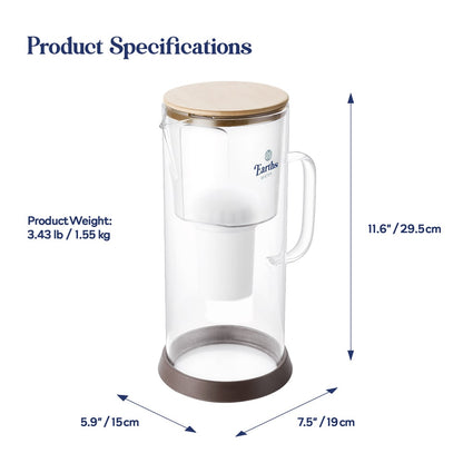 3.5L Glass Carafe Alkaline Water Filter - Natural