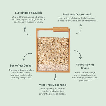 Glass Bamboo Cereal & Dry Food Dispenser