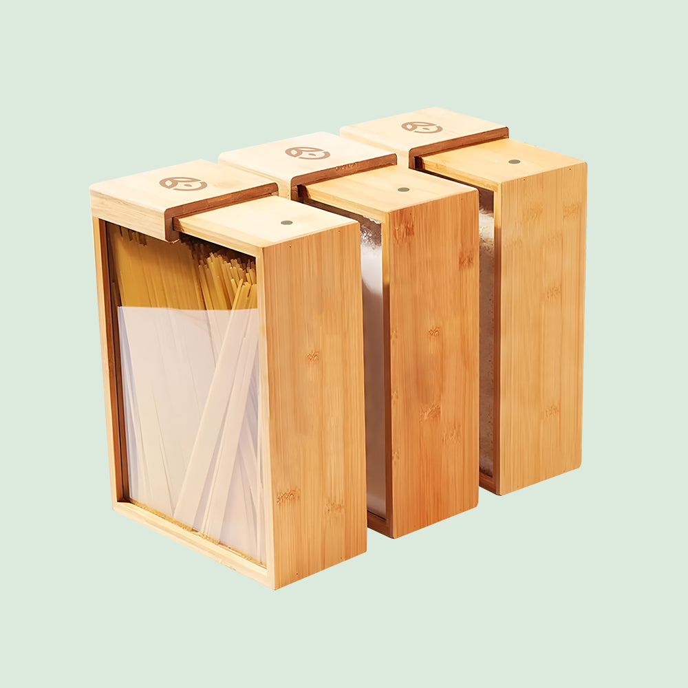 Glass Bamboo Cereal & Dry Food Dispenser