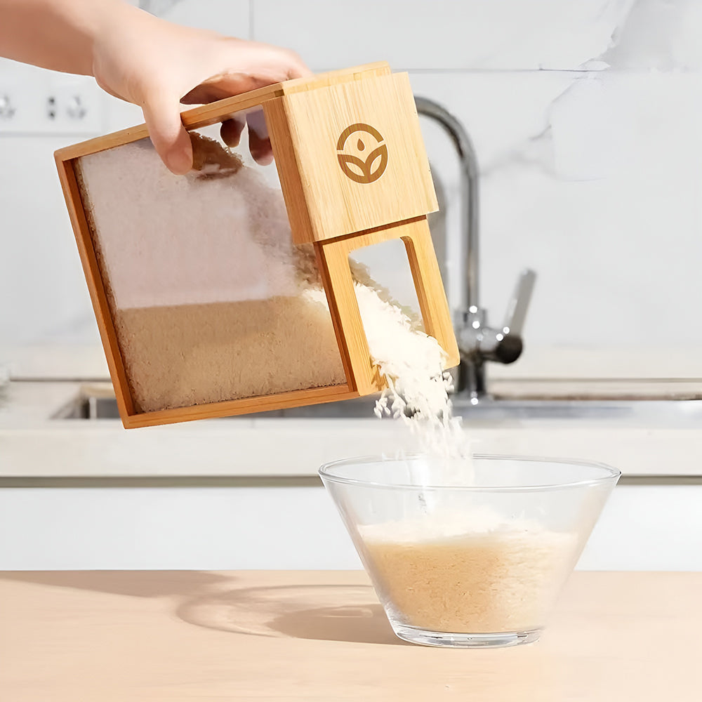 Glass Bamboo Cereal & Dry Food Dispenser
