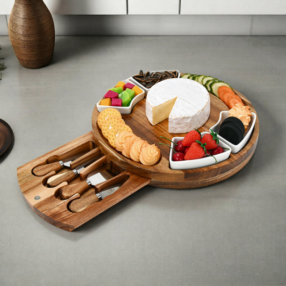 Acacia Wood Charcuterie Board - 9 Piece Set