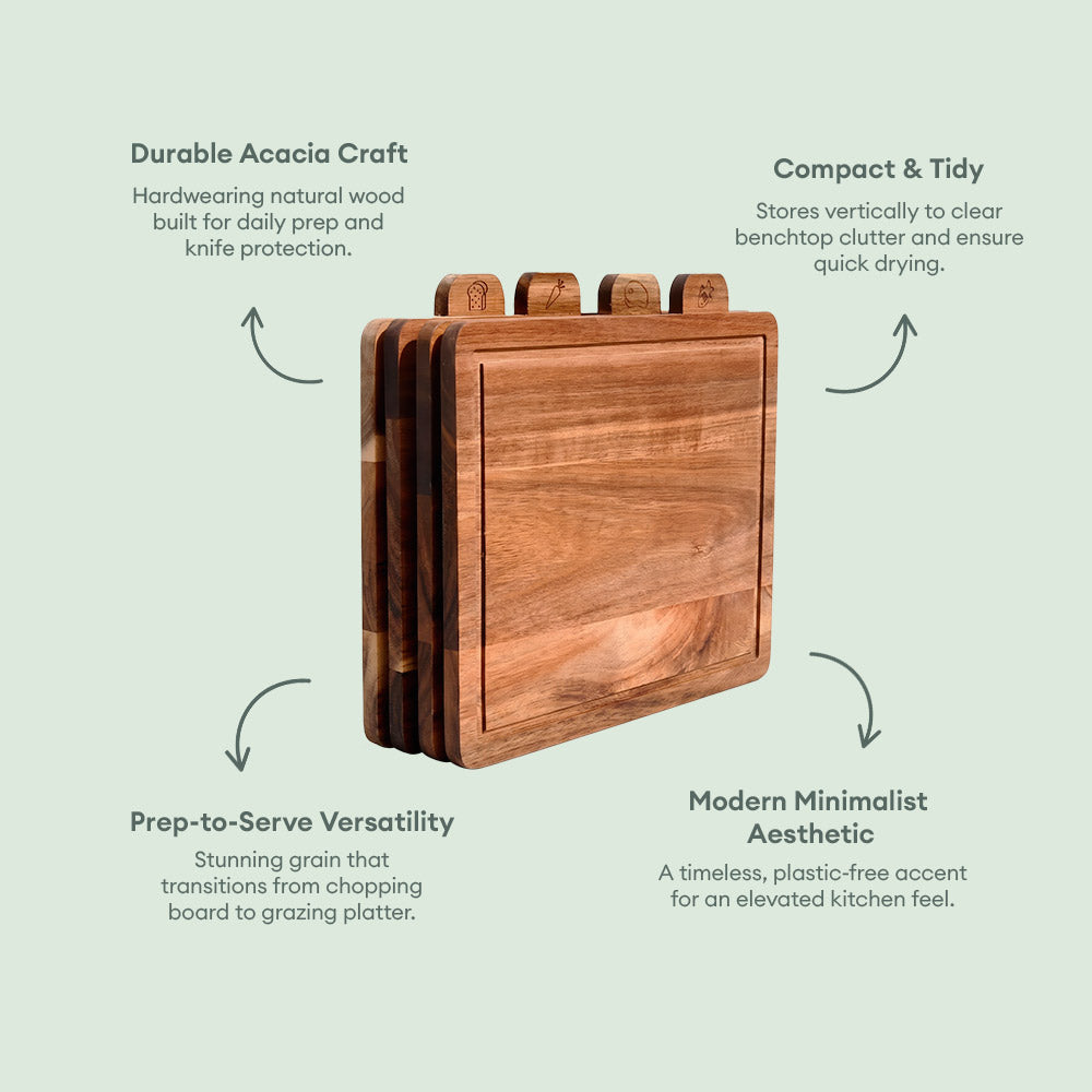 Acacia Wood Chopping Board - 4 Piece Set