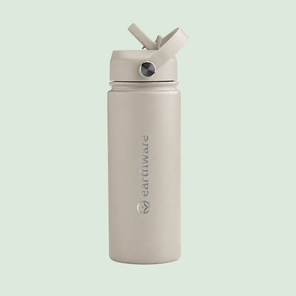 Premium Insulated Water Bottle with 2 x Caps - Warm Grey (550ml)