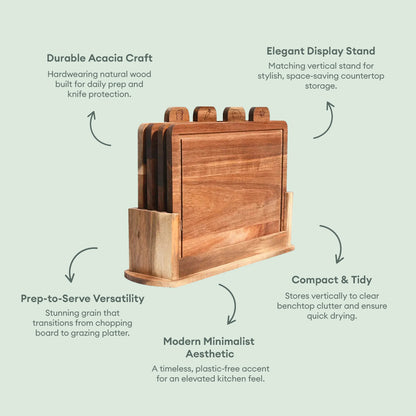 Acacia Wood Chopping Board - 5 Piece Set