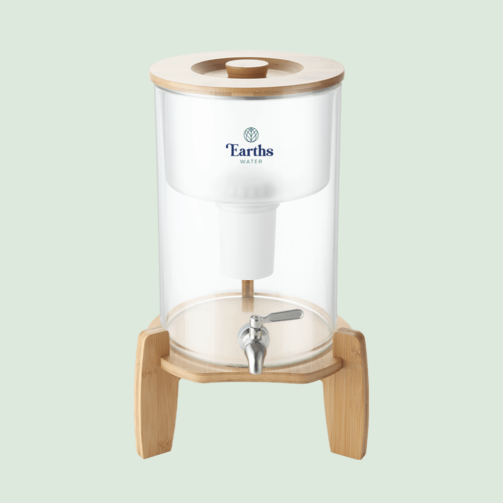 9L Glass Benchtop Alkaline Water Filter - Natural Bamboo