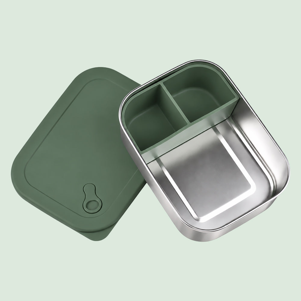 No-Tox Silicone and Stainless Steel Bento Box Sage Green