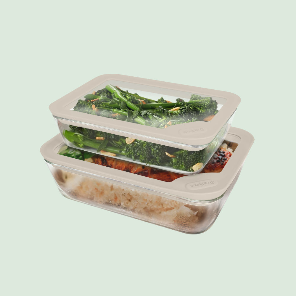 Glass Food Rectangle Storage Containers – 2-Pack Airtight, Plastic-Free ...