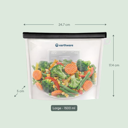 No-Tox Reusable Silicone Food Storage Bag - 3 Pack
